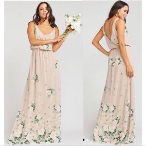 NWT SHOW ME YOUR MUMU Floral Champagne Kendall Maxi Gown, Size XXS